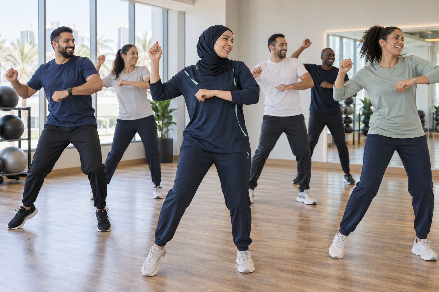 Illustrative adult dance fitness class